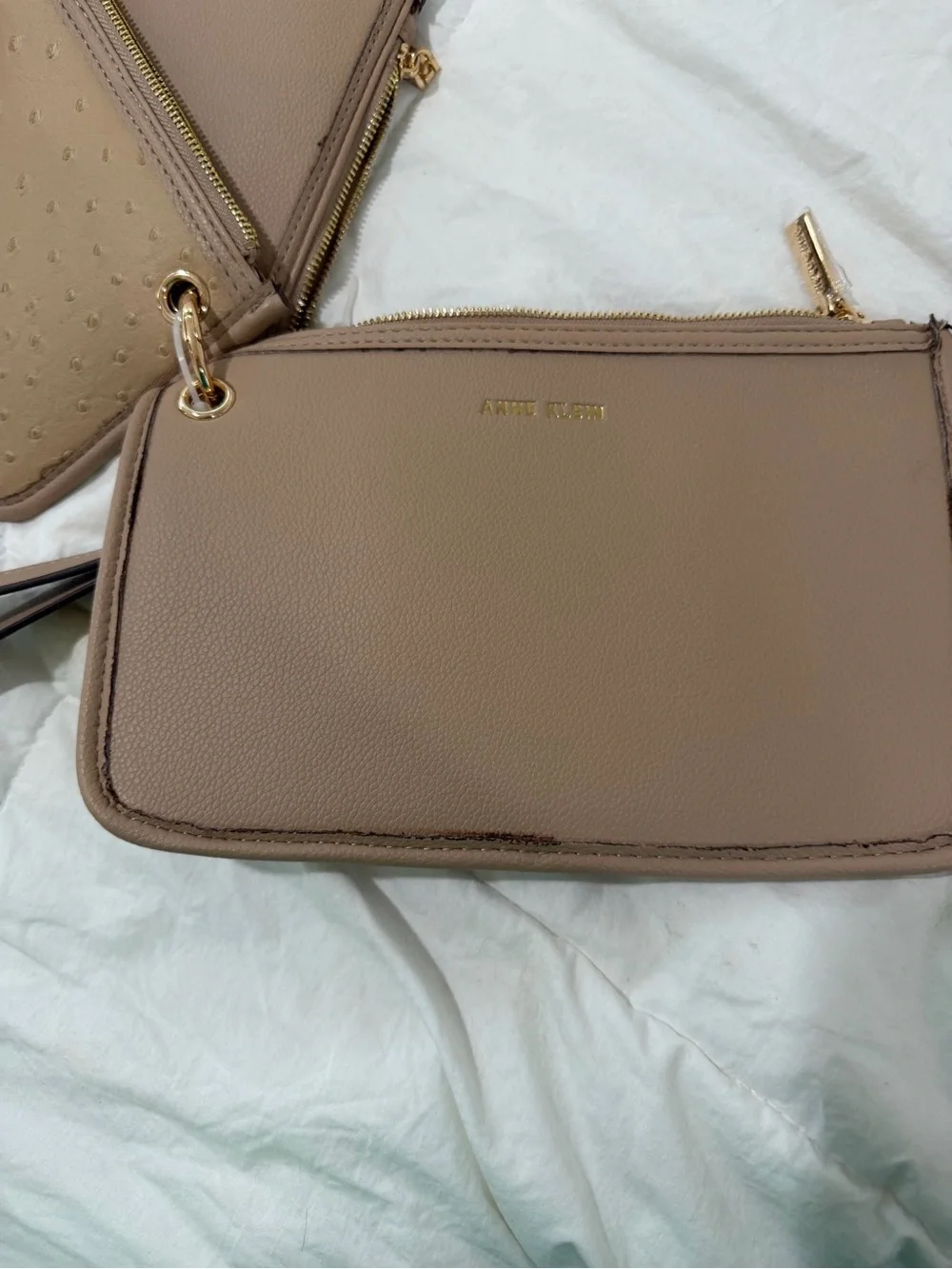 Anne Klein Taupe Multi-Pouch Wristlet Clutch